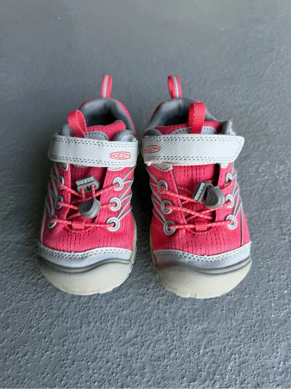 Keen Kids Coral Pink and Gray Hook-and-Loop Sneakers